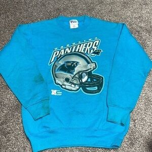 NFL 90'S VINTAGE Carolina Panthers Blue Crewneck Youth Large (14-16)